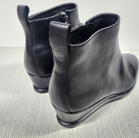 Ecco shape 45 size 38 black wedge boot  ankle inner zipper leather Danish design - Picture 8 of 13